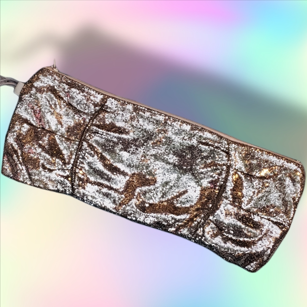 BRONTIBAY PARIS Shining Silver Fabric Bow Clutch